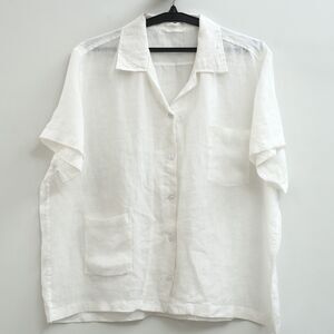 Bode Starry Short Sleeve Men's Shirt Buttondown White Collared Cotton XL 283793